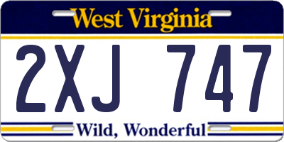 WV license plate 2XJ747