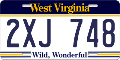 WV license plate 2XJ748