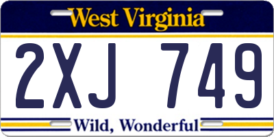 WV license plate 2XJ749