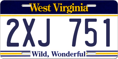 WV license plate 2XJ751