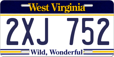 WV license plate 2XJ752