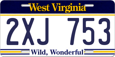 WV license plate 2XJ753