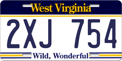 WV license plate 2XJ754