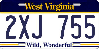 WV license plate 2XJ755