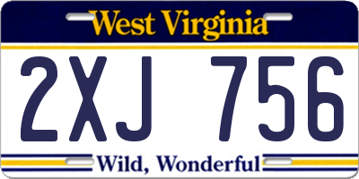 WV license plate 2XJ756