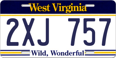 WV license plate 2XJ757