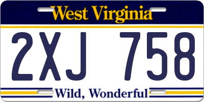 WV license plate 2XJ758