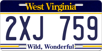 WV license plate 2XJ759