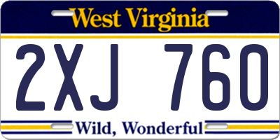 WV license plate 2XJ760