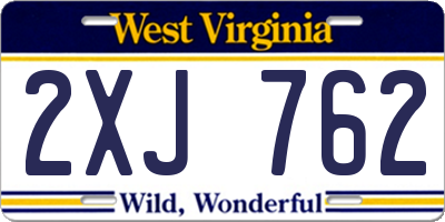 WV license plate 2XJ762