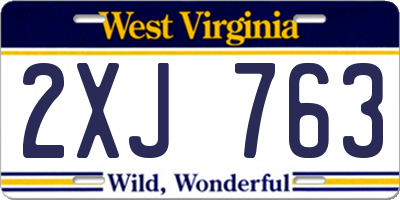 WV license plate 2XJ763