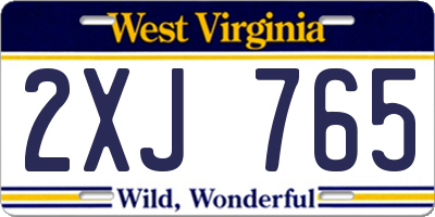 WV license plate 2XJ765