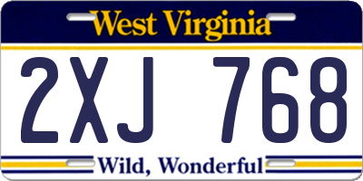 WV license plate 2XJ768