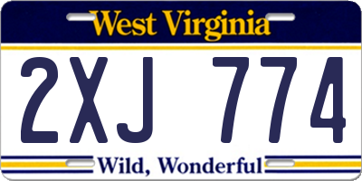 WV license plate 2XJ774