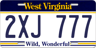 WV license plate 2XJ777