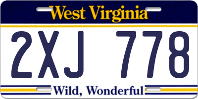 WV license plate 2XJ778