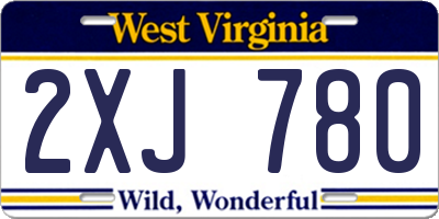 WV license plate 2XJ780