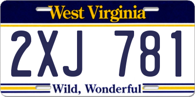 WV license plate 2XJ781