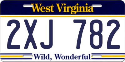 WV license plate 2XJ782
