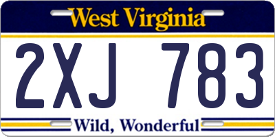 WV license plate 2XJ783