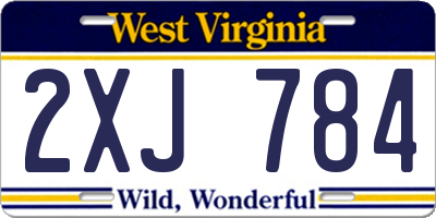 WV license plate 2XJ784