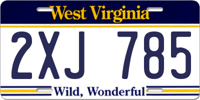 WV license plate 2XJ785
