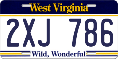 WV license plate 2XJ786