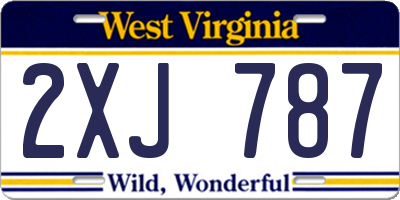 WV license plate 2XJ787