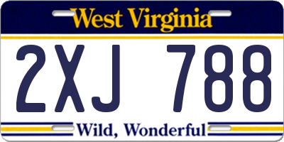 WV license plate 2XJ788