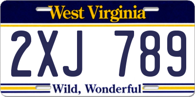 WV license plate 2XJ789