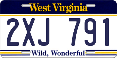 WV license plate 2XJ791