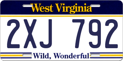 WV license plate 2XJ792