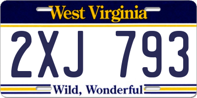 WV license plate 2XJ793
