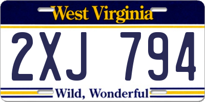 WV license plate 2XJ794