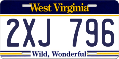 WV license plate 2XJ796