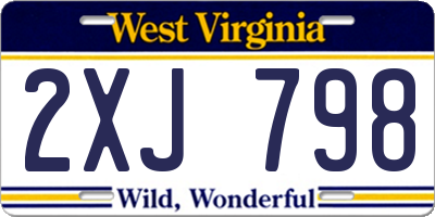 WV license plate 2XJ798