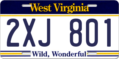 WV license plate 2XJ801