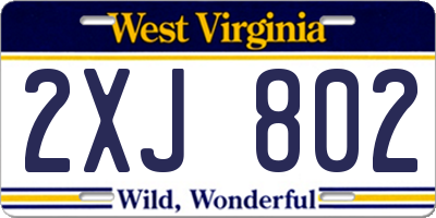WV license plate 2XJ802