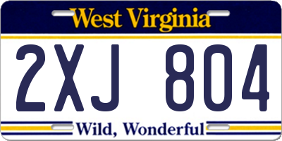 WV license plate 2XJ804