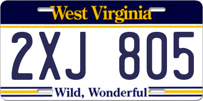 WV license plate 2XJ805