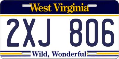 WV license plate 2XJ806