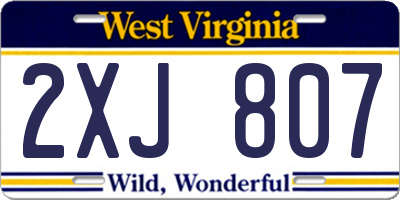 WV license plate 2XJ807