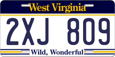 WV license plate 2XJ809
