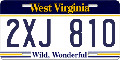 WV license plate 2XJ810