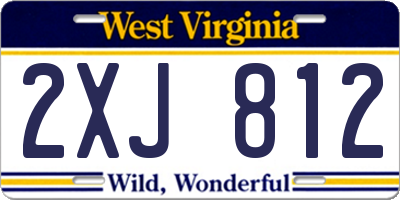 WV license plate 2XJ812