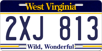 WV license plate 2XJ813