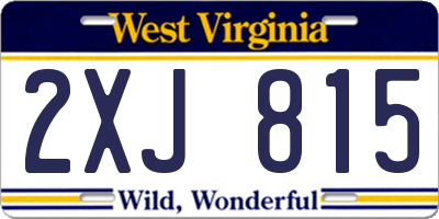 WV license plate 2XJ815