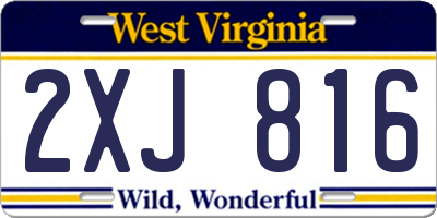 WV license plate 2XJ816