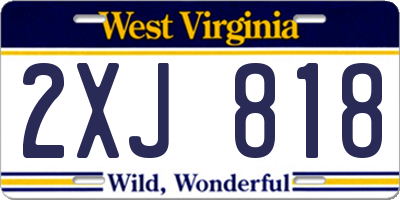 WV license plate 2XJ818