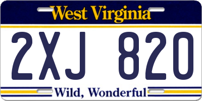 WV license plate 2XJ820